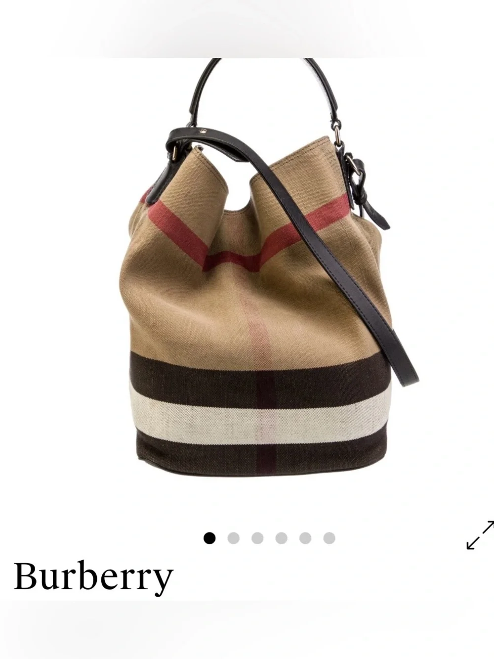 Burberry Tan & Black Canvas Hobo with Stripe Detail